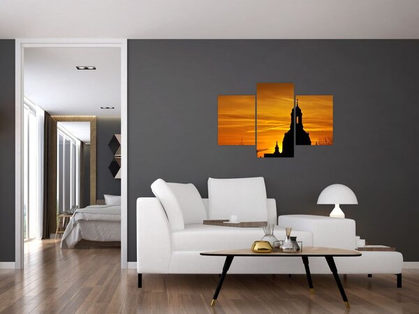 Slika crkve pri zalasku sunca (90x60 cm)