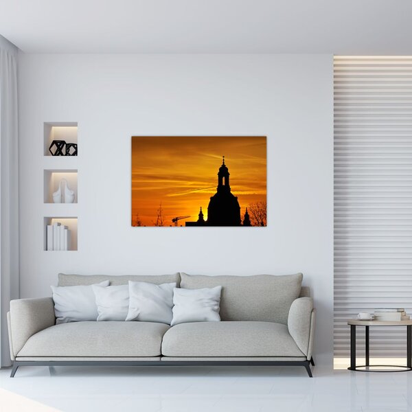 Slika crkve pri zalasku sunca (90x60 cm)