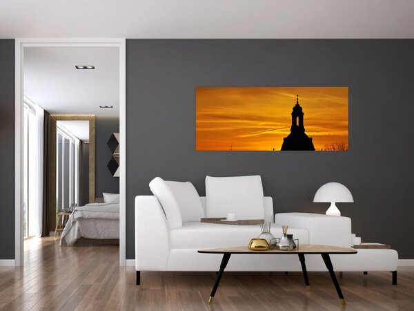 Slika crkve pri zalasku sunca (120x50 cm)