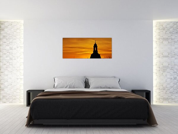Slika crkve pri zalasku sunca (120x50 cm)