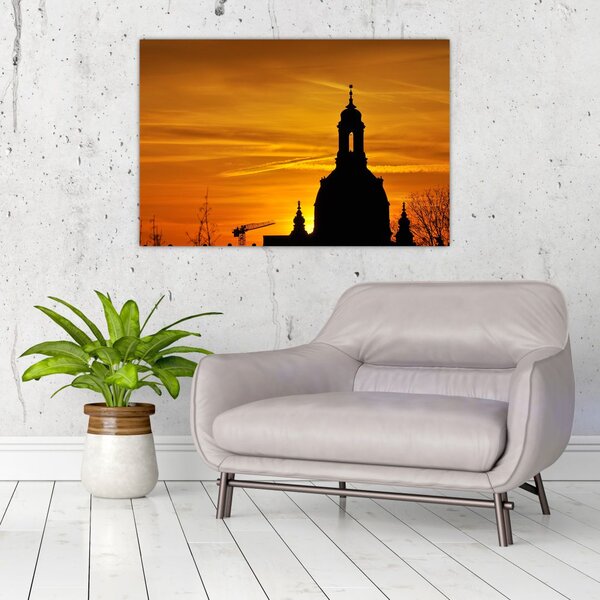 Slika crkve pri zalasku sunca (90x60 cm)