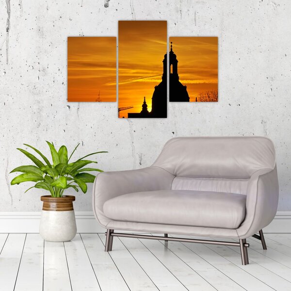 Slika crkve pri zalasku sunca (90x60 cm)