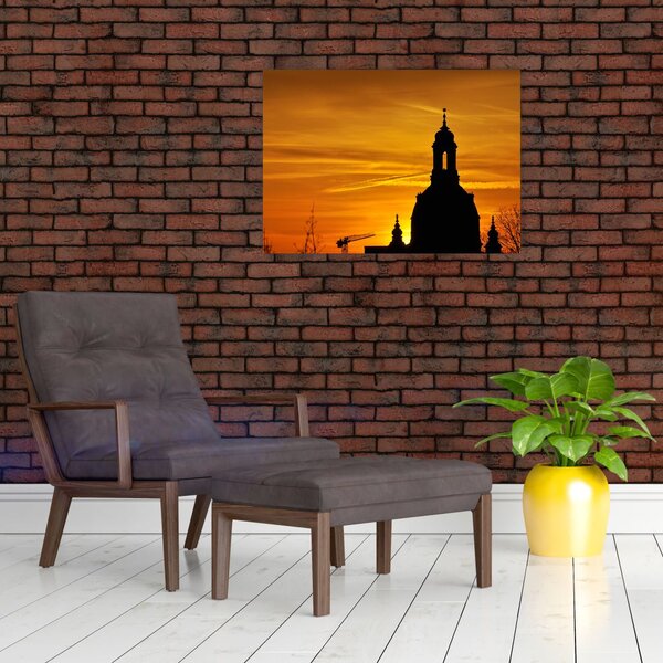 Slika crkve pri zalasku sunca (70x50 cm)