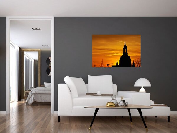 Slika crkve pri zalasku sunca (90x60 cm)