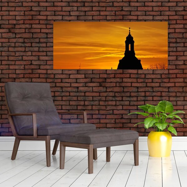 Slika crkve pri zalasku sunca (120x50 cm)