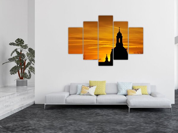 Slika crkve pri zalasku sunca (150x105 cm)