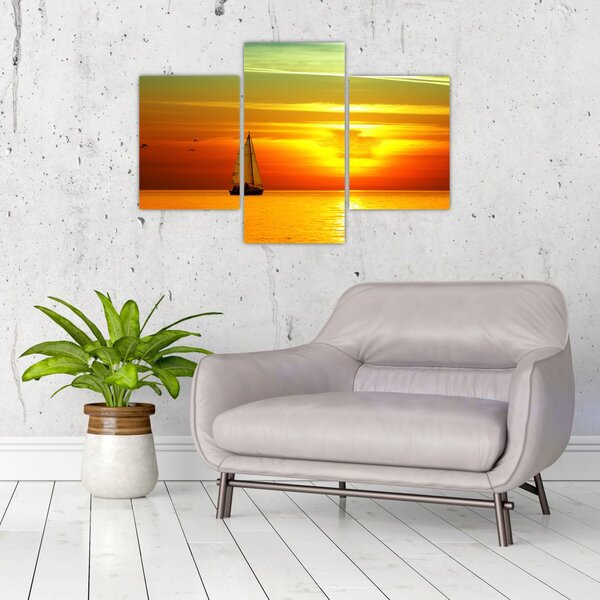 Slika zalaska sunca s jahtom (90x60 cm)