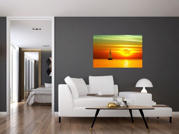Slika zalaska sunca s jahtom (90x60 cm)