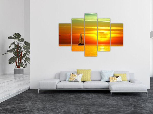 Slika zalaska sunca s jahtom (150x105 cm)