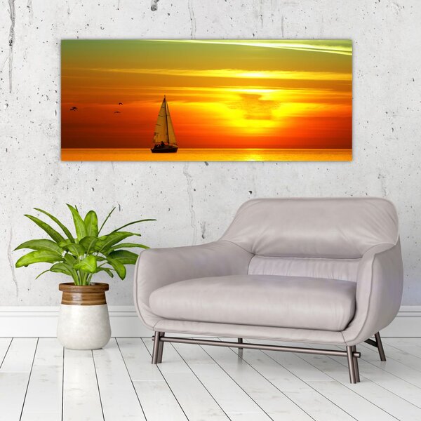 Slika zalaska sunca s jahtom (120x50 cm)