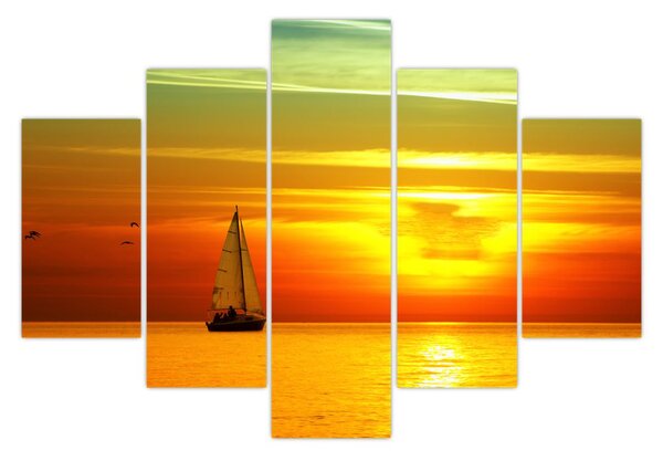 Slika zalaska sunca s jahtom (150x105 cm)