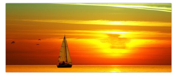 Slika zalaska sunca s jahtom (120x50 cm)