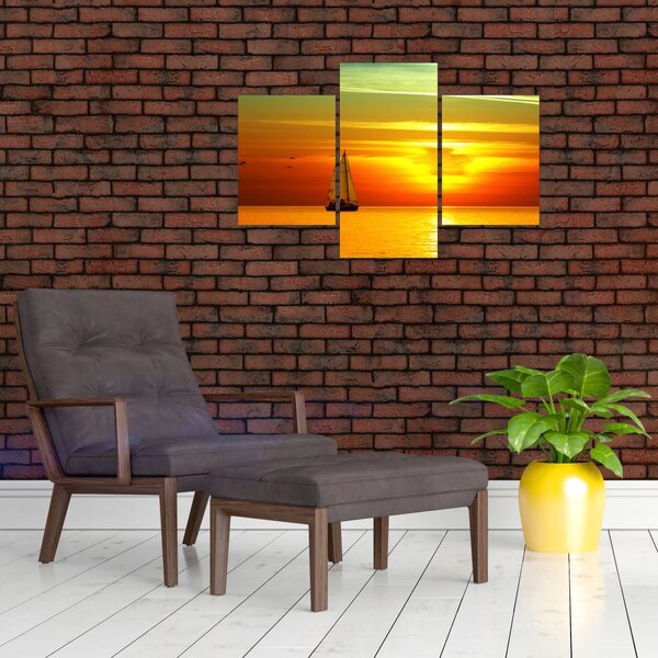 Slika zalaska sunca s jahtom (90x60 cm)