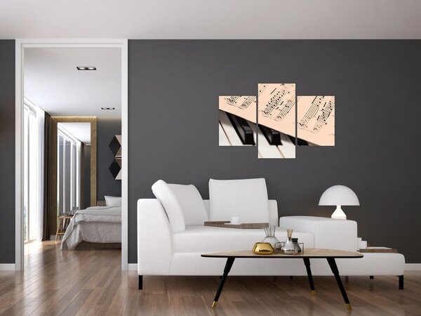 Slika klavira s glazbenim notama (90x60 cm)