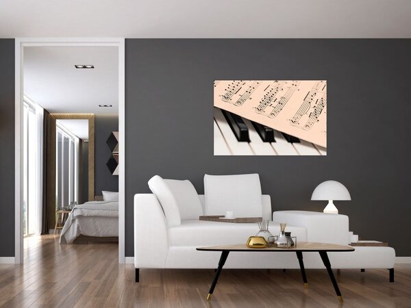 Slika klavira s glazbenim notama (90x60 cm)