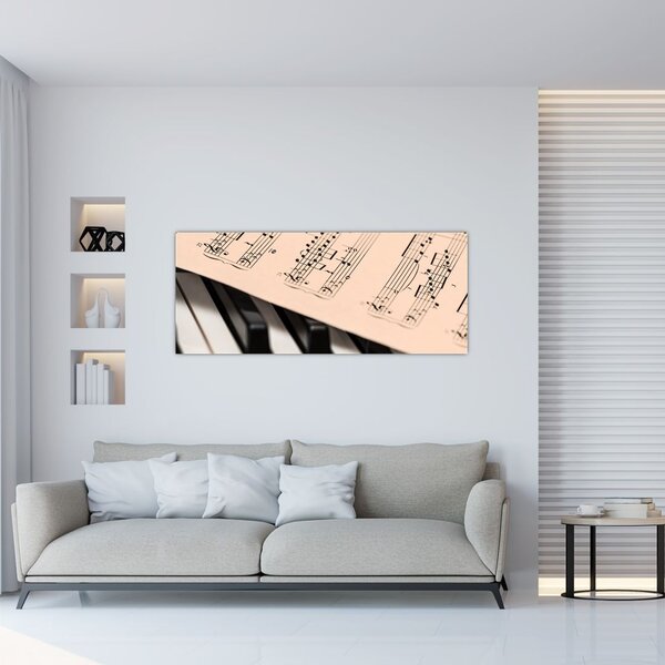 Slika klavira s glazbenim notama (120x50 cm)
