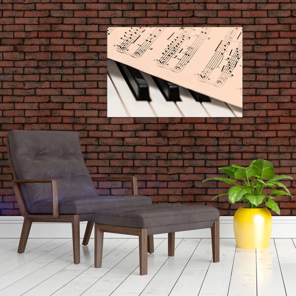 Slika klavira s glazbenim notama (90x60 cm)