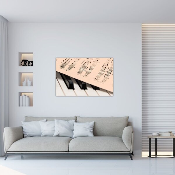 Slika klavira s glazbenim notama (90x60 cm)