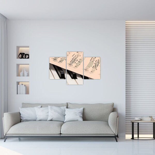 Slika klavira s glazbenim notama (90x60 cm)