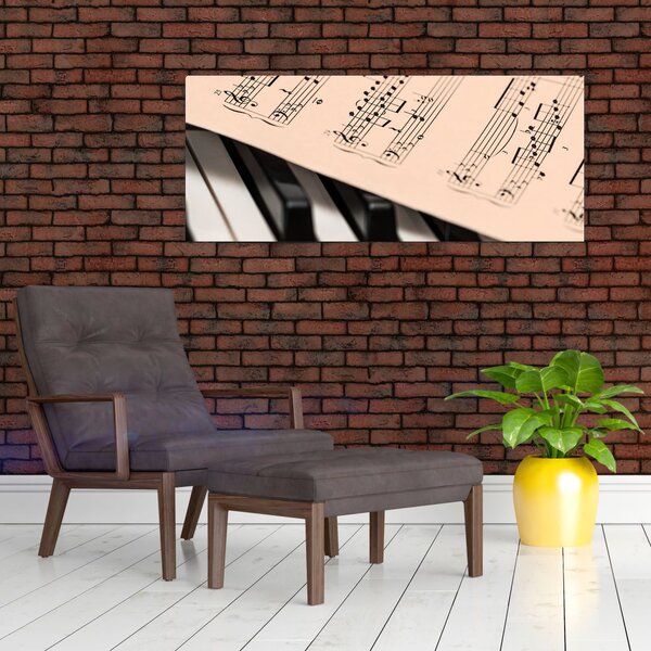 Slika klavira s glazbenim notama (120x50 cm)