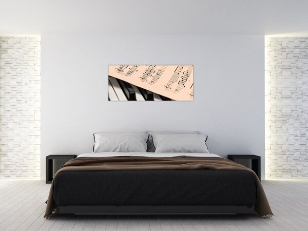 Slika klavira s glazbenim notama (120x50 cm)