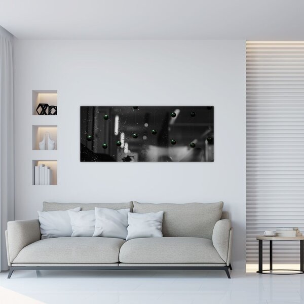 Apstraktna slika - zelene kuglice (120x50 cm)