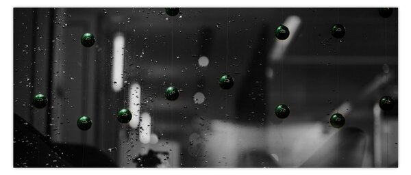 Apstraktna slika - zelene kuglice (120x50 cm)
