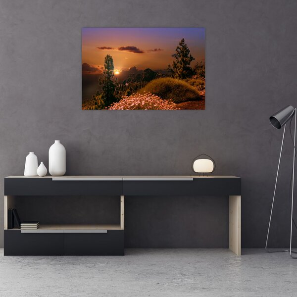 Slika prirode sa zalaskom sunca (90x60 cm)