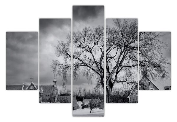 Slika crno-bijelog sela (150x105 cm)