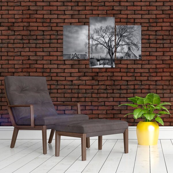 Slika crno-bijelog sela (90x60 cm)