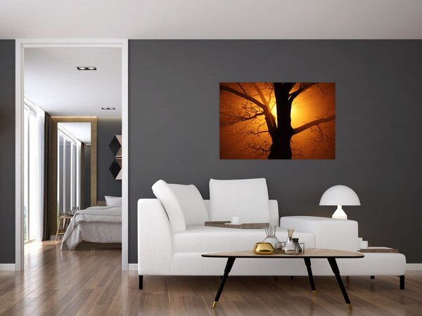 Slika drveta pri zalasku sunca (90x60 cm)