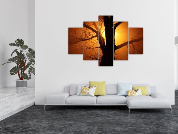 Slika drveta pri zalasku sunca (150x105 cm)