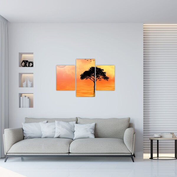 Slika drveta pri zalasku sunca (90x60 cm)