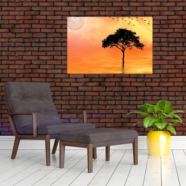 Slika drveta pri zalasku sunca (90x60 cm)