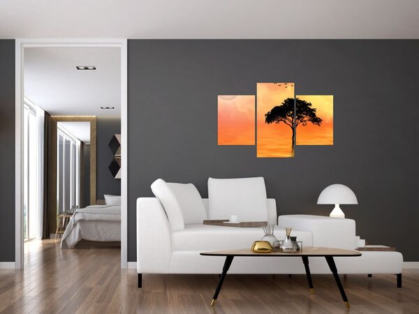 Slika drveta pri zalasku sunca (90x60 cm)