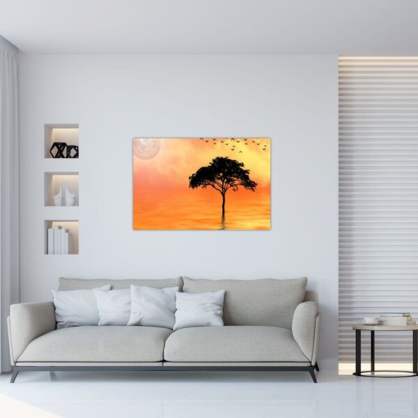 Slika drveta pri zalasku sunca (90x60 cm)