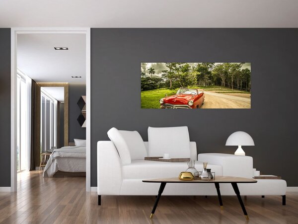 Slika - veteranski automobil u prirodi (120x50 cm)