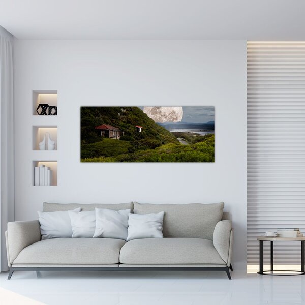 Slika krajolika s mjesecom (120x50 cm)