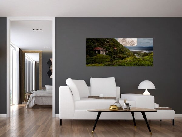 Slika krajolika s mjesecom (120x50 cm)
