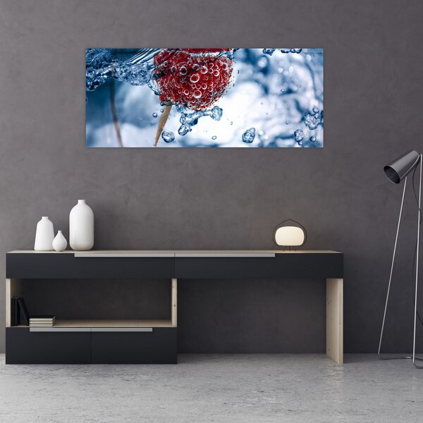 Slika - detalj maline u vodi (120x50 cm)
