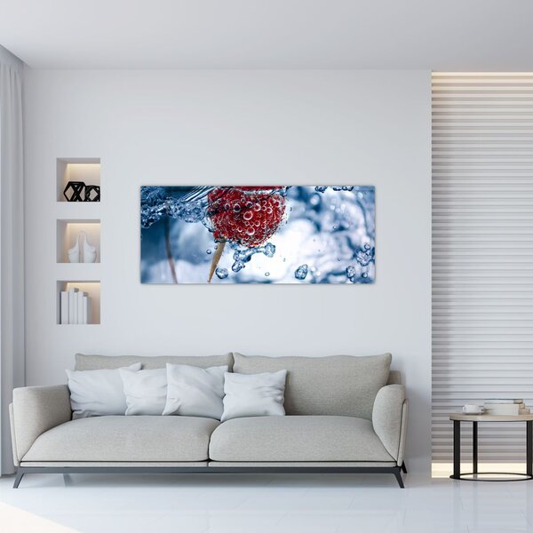 Slika - detalj maline u vodi (120x50 cm)