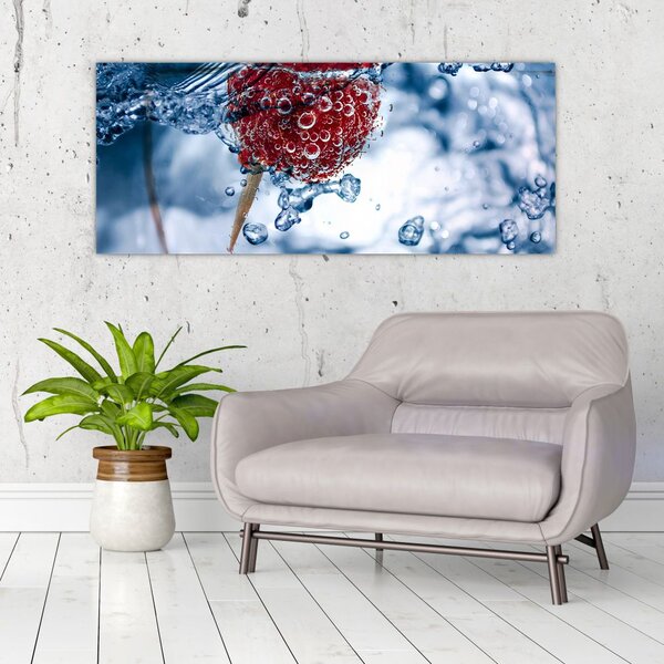 Slika - detalj maline u vodi (120x50 cm)