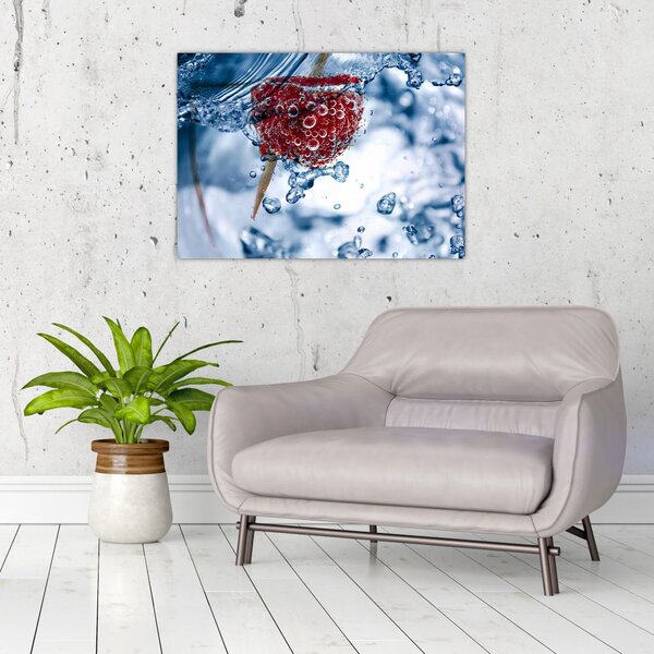 Slika - detalj maline u vodi (70x50 cm)