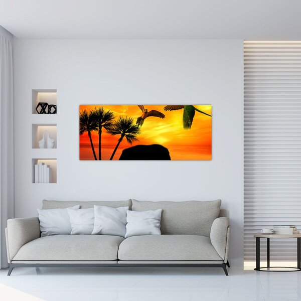 Slika - papige i slonovi (120x50 cm)