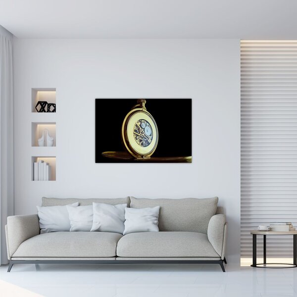 Slika zlatnog džepnog sata (90x60 cm)