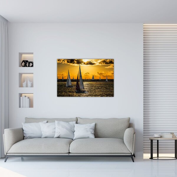 Slika jahte u zalasku sunca (90x60 cm)