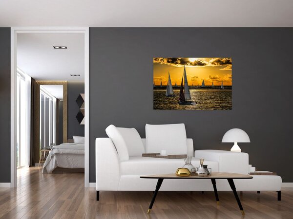 Slika jahte u zalasku sunca (90x60 cm)