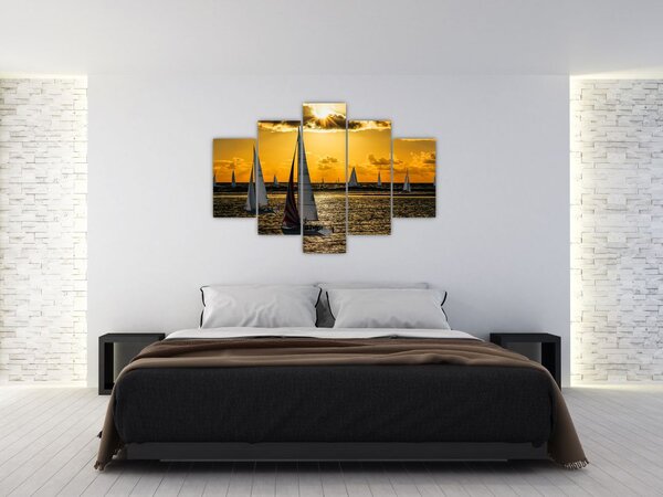 Slika jahte u zalasku sunca (150x105 cm)
