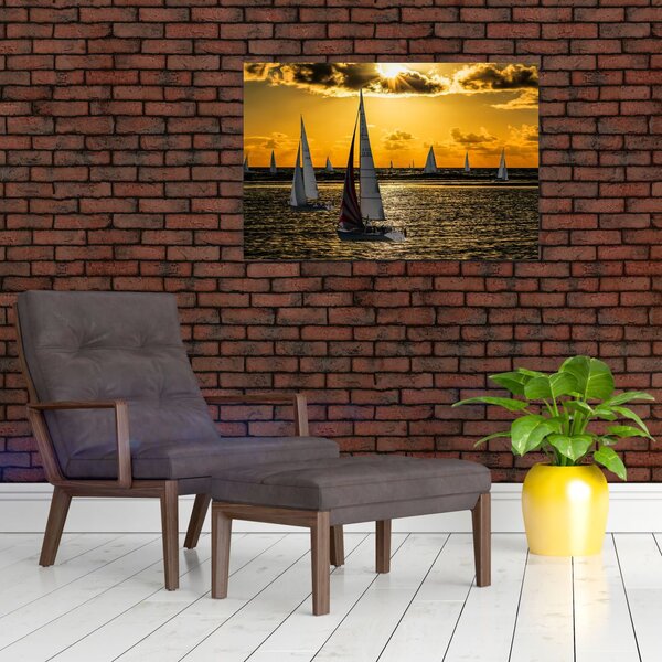 Slika jahte u zalasku sunca (90x60 cm)