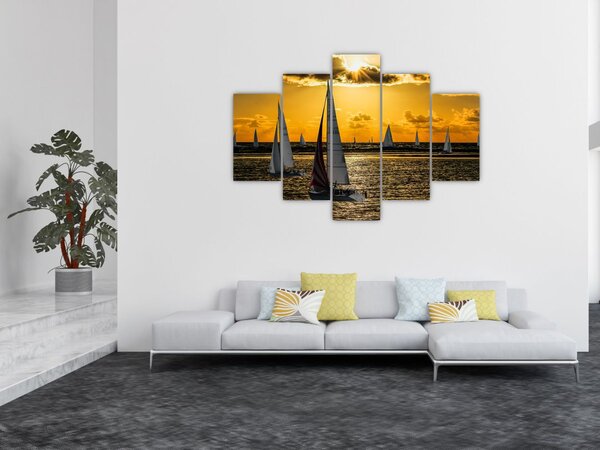 Slika jahte u zalasku sunca (150x105 cm)
